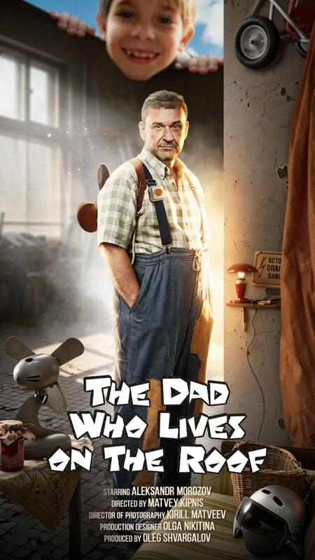 Film poster: The Dad, Who Lives on the Rooftop